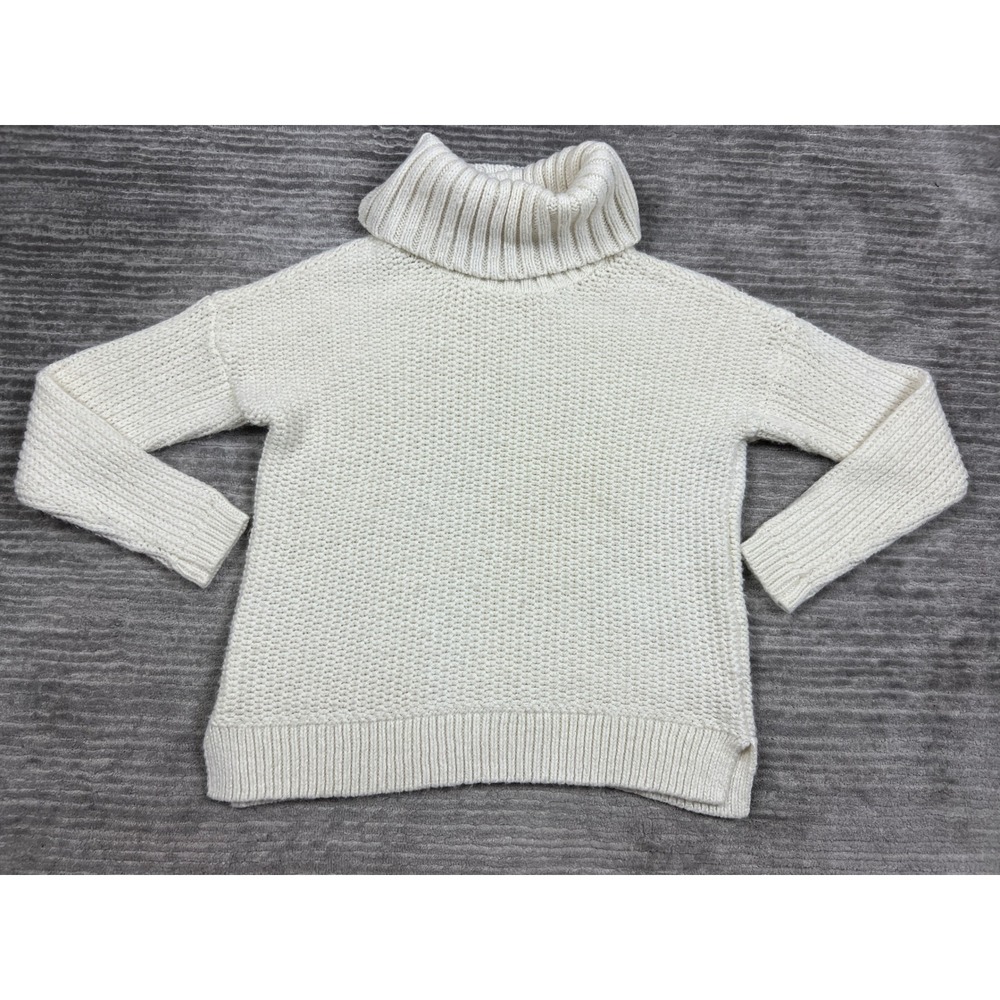 JCP Jcpenney Sweater Womens Large Ivory Turtleneck Wool‎ Blend